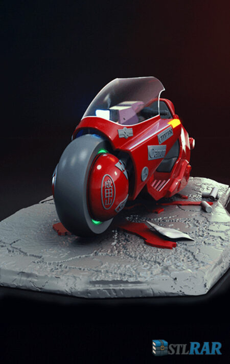 Kaneda’s Bike 3D STL Model | Akira Inspired Motorcycle | Printable Sci-Fi Vehicle for Display & Diorama