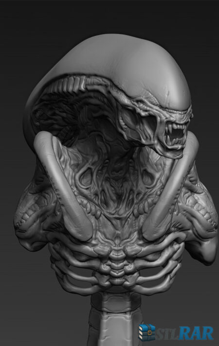 Bust Alien Dog STL | Sci-Fi Creature 3D Model | Horror Alien Bust | 3D Printable Statue | Instant Download