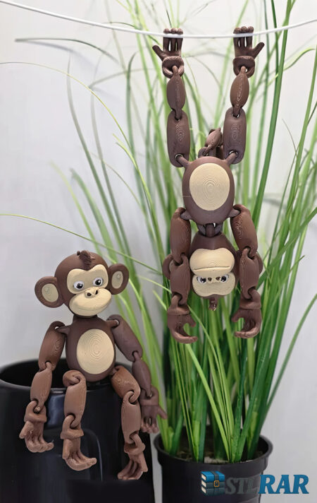 Articulated Monkey STL | Flexi Mini Animal Toy | 3D Printable Model | Digital Download