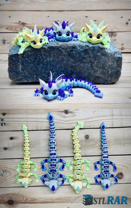 Mini Amethyst Dragon STL | Crystal Style Dragon | 3D Printable Model | Digital Download